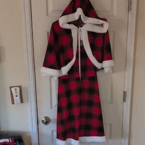 SHEIN Curve Red and Black Plaid Set